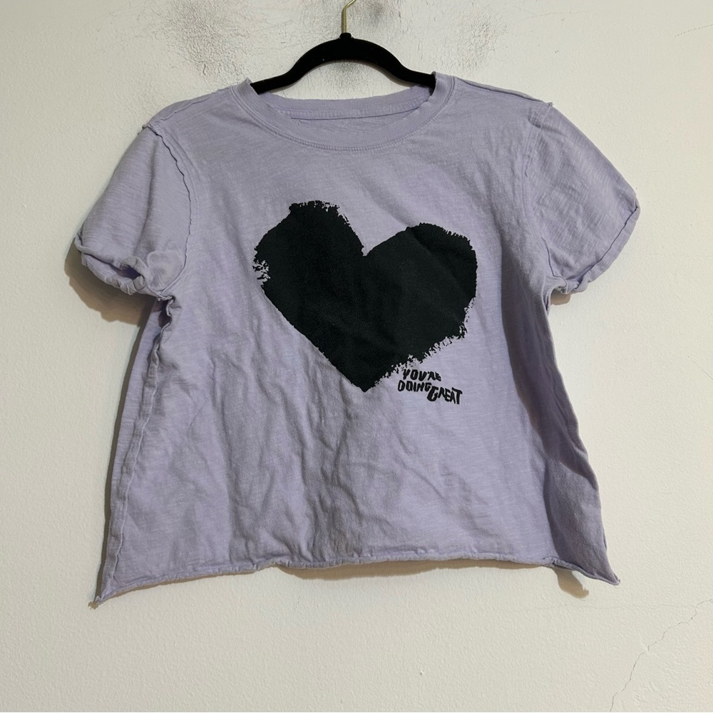 Anthropologie Maeve Chiara Perano Heart Graphic Short Sleeve Tee Doing Great